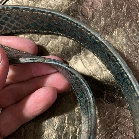 Michael Kors womens Snakeskin print Handbag Bronze Logo Gold Adorable! - Picture 13 of 15